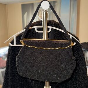 Vintage store shopping find: black beaded bag